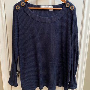 Navy Sweater with Button Accents
